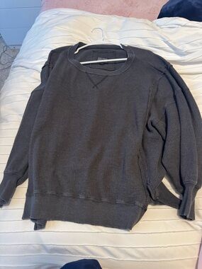 Waffle Crewneck Sweater - Charcoal